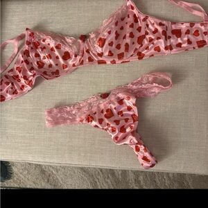 Heart Print Lingerie Set